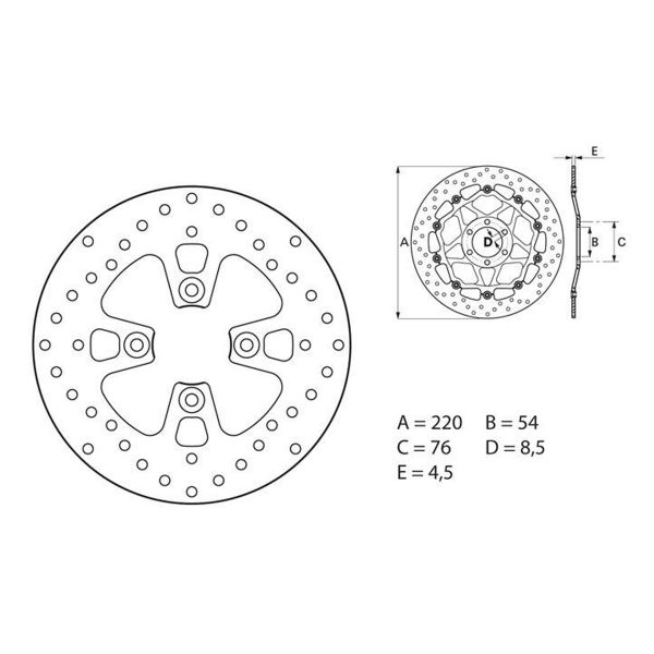 Disque de frein Brembo Brembo Serie Oro Rond Fixe 68B407G3