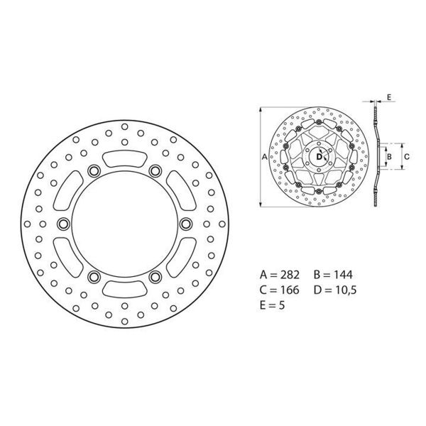Disque de frein Brembo Brembo Serie Oro Rond Fixe 68B407G4