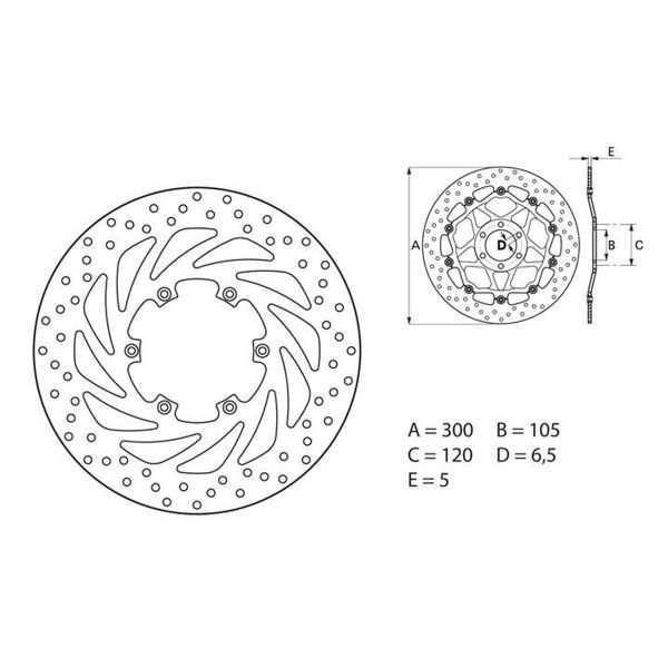 Disque de frein Brembo Brembo Serie Oro Rond Fixe 68B407G5 Disque de frein Brembo Brembo Serie Oro Rond Fixe 68B407G5