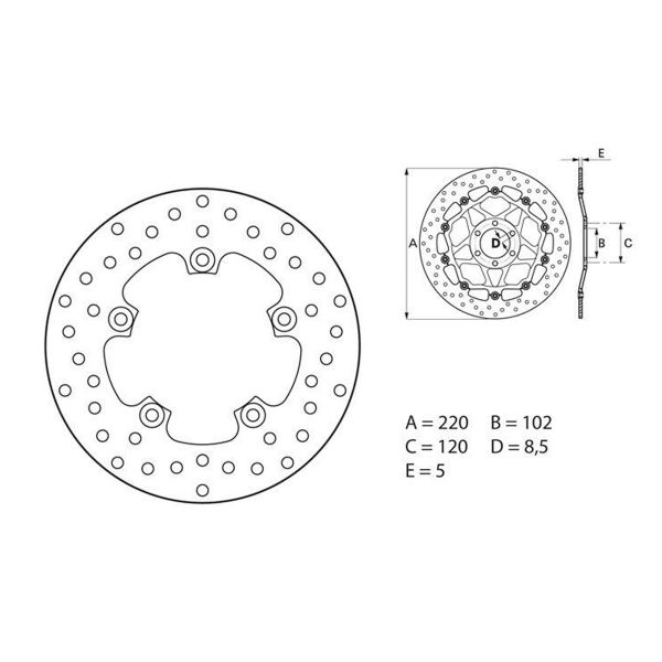 Disque de frein Brembo Brembo Serie Oro Rond Fixe 68B407G6