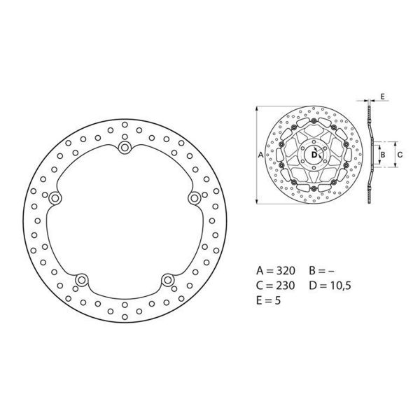 Disque de frein Brembo Brembo Serie Oro Rond Fixe 68B407G7