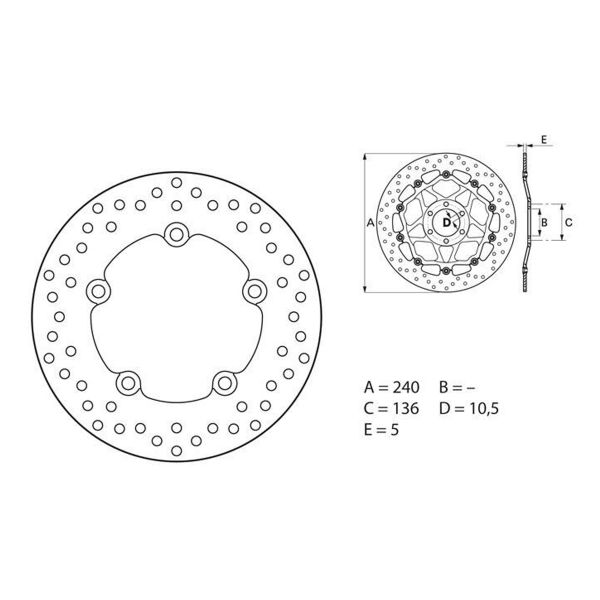 Disque de frein Brembo Brembo Serie Oro Rond Fixe 68B407G8