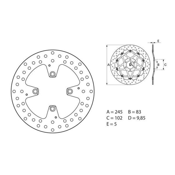 Disque de frein Brembo Brembo Serie Oro Rond Fixe 68B407H1
