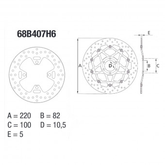 Disque de frein Brembo Brembo Serie Oro Rond Fixe 68B407H6 Disque de frein Brembo Brembo Serie Oro Rond Fixe 68B407H6