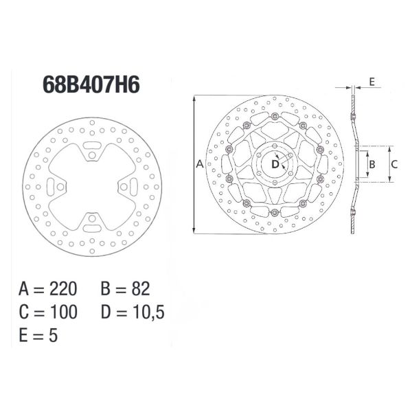 Disque de frein Brembo Brembo Serie Oro Rond Fixe 68B407H6
