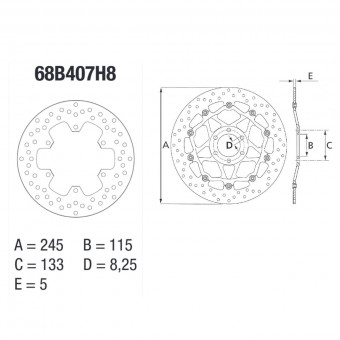 Disque de frein Brembo Brembo Serie Oro Rond Fixe 68B407H8 Disque de frein Brembo Brembo Serie Oro Rond Fixe 68B407H8