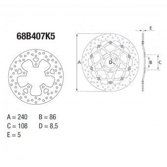 Disque de frein Brembo Brembo Serie Oro Rond Fixe 68B407K5 Disque de frein Brembo Brembo Serie Oro Rond Fixe 68B407K5