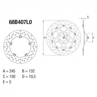 Disque de frein Brembo Brembo Serie Oro Rond Fixe 68B407L0 Disque de frein Brembo Brembo Serie Oro Rond Fixe 68B407L0