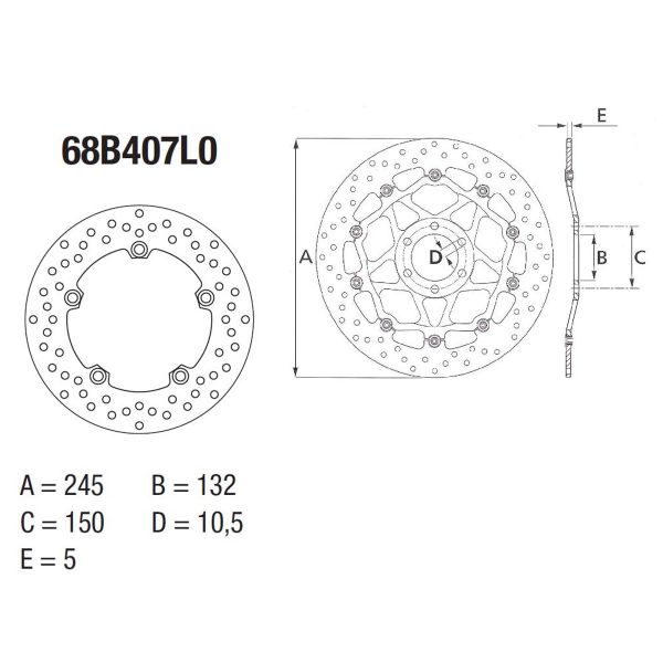 Disque de frein Brembo Brembo Serie Oro Rond Fixe 68B407L0