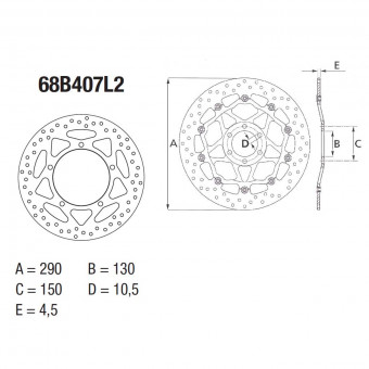 Disque de frein Brembo Brembo Serie Oro Rond Fixe 68B407L2 Disque de frein Brembo Brembo Serie Oro Rond Fixe 68B407L2