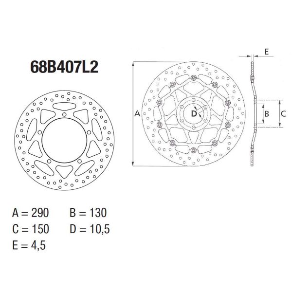 Disque de frein Brembo Brembo Serie Oro Rond Fixe 68B407L2