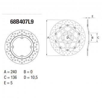 Disque de frein Brembo Brembo Serie Oro Rond Fixe 68B407L9 Disque de frein Brembo Brembo Serie Oro Rond Fixe 68B407L9