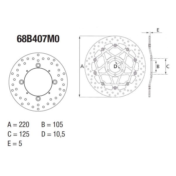 Disque de frein Brembo Brembo Serie Oro Rond Fixe 68B407M0