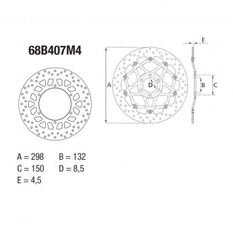 Disque de frein Brembo Brembo Serie Oro Rond Fixe 68B407M4 Disque de frein Brembo Brembo Serie Oro Rond Fixe 68B407M4