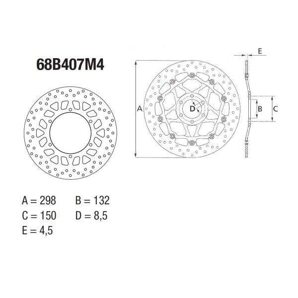 Disque de frein Brembo Brembo Serie Oro Rond Fixe 68B407M4