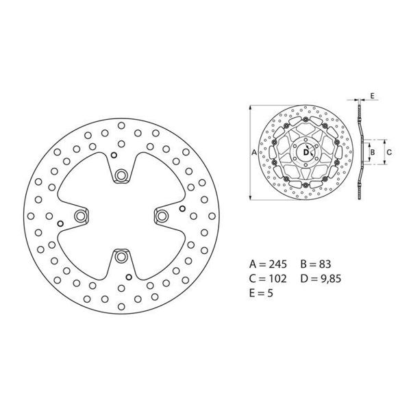 Disque de frein Brembo Brembo Serie Oro Rond Fixe 68B407M6