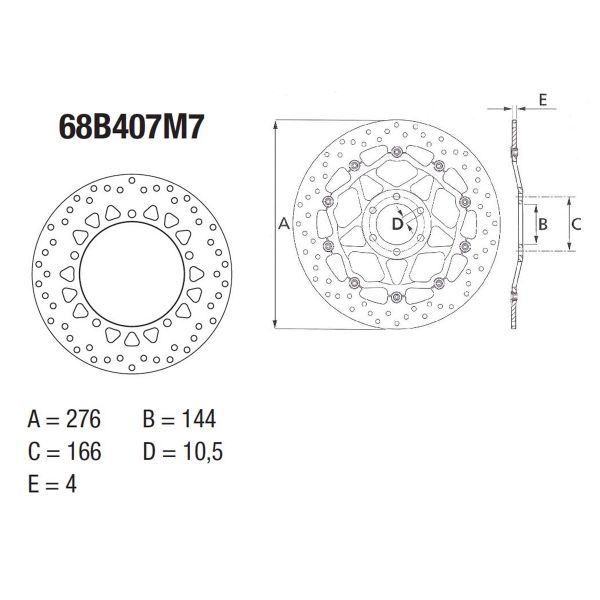 Disque de frein Brembo Brembo Serie Oro Rond Fixe 68B407M7