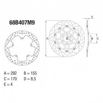Disque de frein Brembo Brembo Serie Oro Rond Fixe 68B407M9