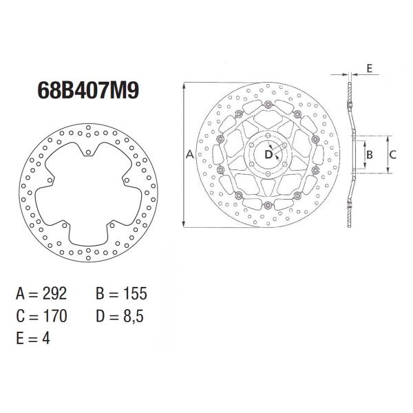 Disque de frein Brembo Brembo Serie Oro Rond Fixe 68B407M9 Disque de frein Brembo Brembo Serie Oro Rond Fixe 68B407M9
