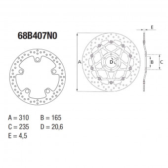 Disque de frein Brembo Brembo Serie Oro Rond Fixe 68B407N0 Disque de frein Brembo Brembo Serie Oro Rond Fixe 68B407N0