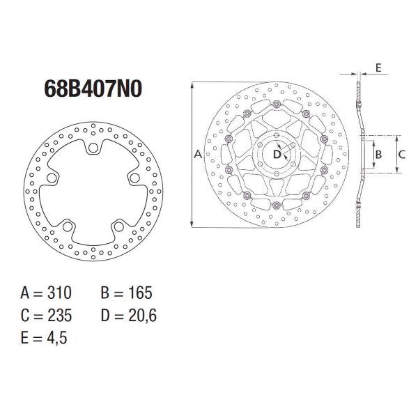 Disque de frein Brembo Brembo Serie Oro Rond Fixe 68B407N0