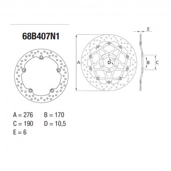Disque de frein Brembo Brembo Serie Oro Rond Fixe 68B407N1