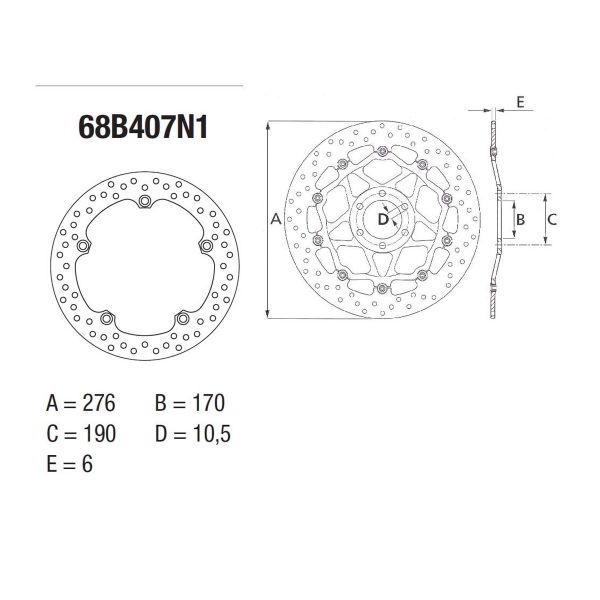 Disque de frein Brembo Brembo Serie Oro Rond Fixe 68B407N1