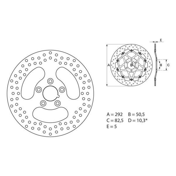 Disque de frein Brembo Brembo Serie Oro Rond Fixe Harley-Davidson 883 XLH 68B407E0 Disque de frein Brembo Brembo Serie Oro Rond Fixe Harley-Davidson 883 XLH 68B407E0