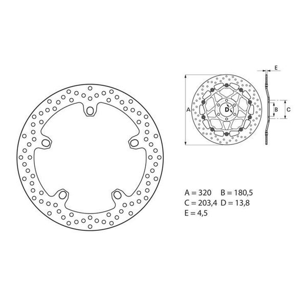 Disque de frein Brembo Brembo Serie Oro Rond Fixe Husqvarna Nuda 900 68B407H7