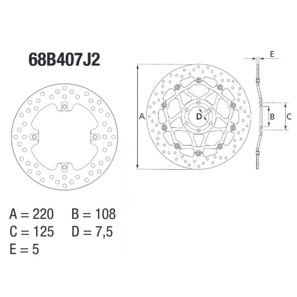 Disque de frein Brembo Brembo Serie Oro Rond Fixe MV Agusta 675 Brutale/F3 68B407J2 Disque de frein Brembo Brembo Serie Oro Rond Fixe MV Agusta 675 Brutale/F3 68B407J2