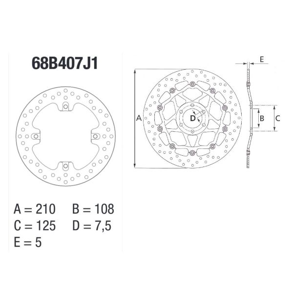 Disque de frein Brembo Brembo Serie Oro Rond Fixe MV Agusta F4R/Brutale 1078 68B407J1