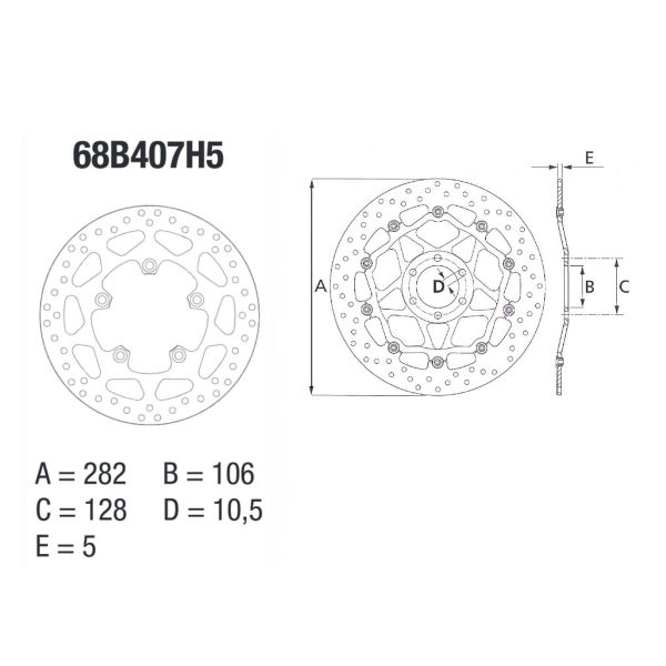 Disque de frein Brembo Brembo Serie Oro Rond Fixe Triumph Tiger 800XC 68B407H5