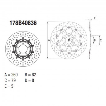 Disque de frein Brembo Brembo Serie Oro Rond Flottant 178B40836 Disque de frein Brembo Brembo Serie Oro Rond Flottant 178B40836