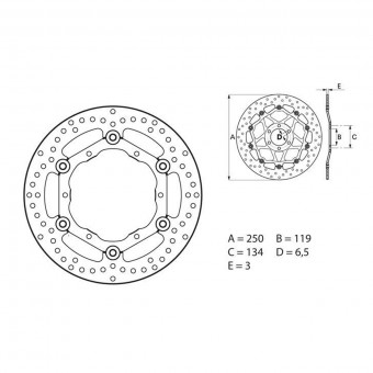 Disque de frein Brembo Brembo Serie Oro Rond Flottant 78B40813 Disque de frein Brembo Brembo Serie Oro Rond Flottant 78B40813