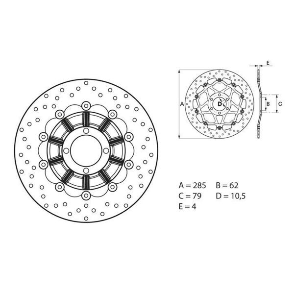 Disque de frein Brembo Brembo Serie Oro Rond Flottant 78B40816