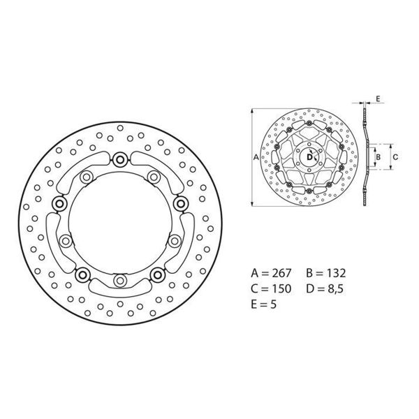 Disque de frein Brembo Brembo Serie Oro Rond Flottant 78B40817