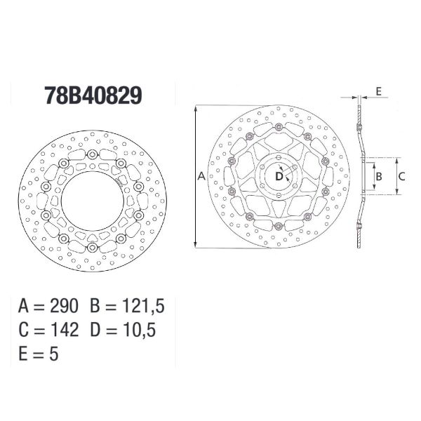 Disque de frein Brembo Brembo Serie Oro Rond Flottant 78B40829