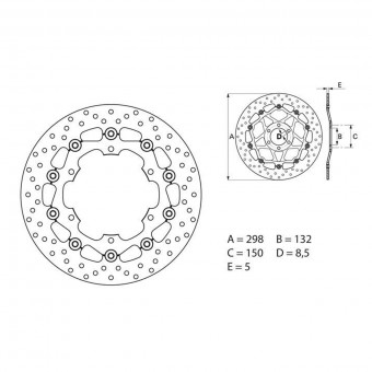 Disque de frein Brembo Brembo Serie Oro Rond Flottant 78B40830 Disque de frein Brembo Brembo Serie Oro Rond Flottant 78B40830