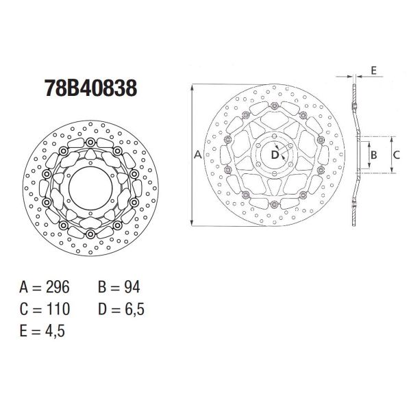 Disque de frein Brembo Brembo Serie Oro Rond Flottant 78B40838