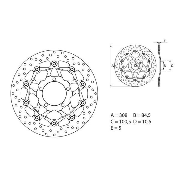 Disque de frein Brembo Brembo Serie Oro Rond Flottant 78B40862
