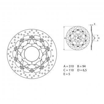 Disque de frein Brembo Brembo Serie Oro Rond Flottant 78B40867 Disque de frein Brembo Brembo Serie Oro Rond Flottant 78B40867