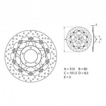 Disque de frein Brembo Brembo Serie Oro Rond Flottant 78B40868