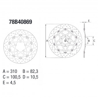 Disque de frein Brembo Brembo Serie Oro Rond Flottant 78B40869 Disque de frein Brembo Brembo Serie Oro Rond Flottant 78B40869