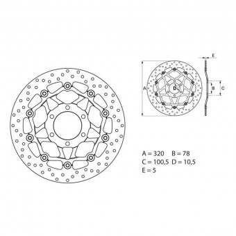 Disque de frein Brembo Brembo Serie Oro Rond Flottant 78B40874 Disque de frein Brembo Brembo Serie Oro Rond Flottant 78B40874