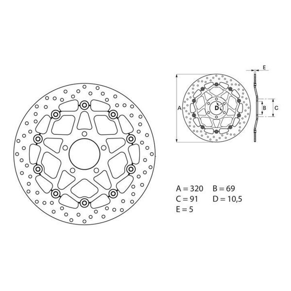 Disque de frein Brembo Brembo Serie Oro Rond Flottant 78B40875