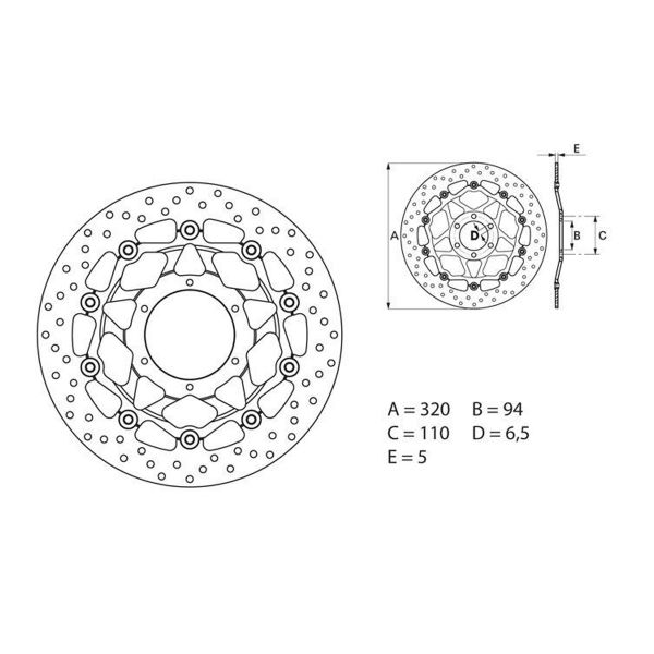 Disque de frein Brembo Brembo Serie Oro Rond Flottant 78B40876