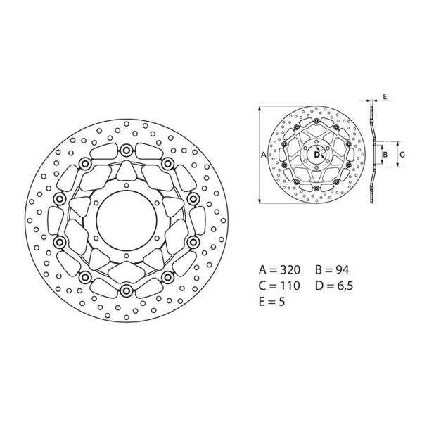 Disque de frein Brembo Brembo Serie Oro Rond Flottant 78B40877 Disque de frein Brembo Brembo Serie Oro Rond Flottant 78B40877