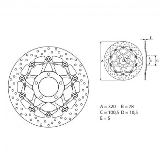 Disque de frein Brembo Brembo Serie Oro Rond Flottant 78B40881