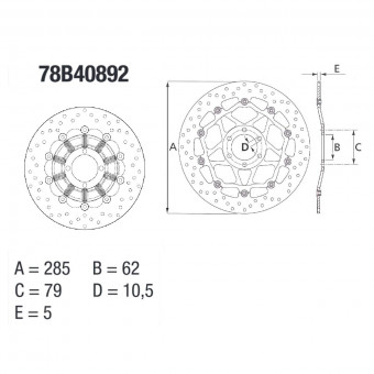 Disque de frein Brembo Brembo Serie Oro Rond Flottant 78B40892