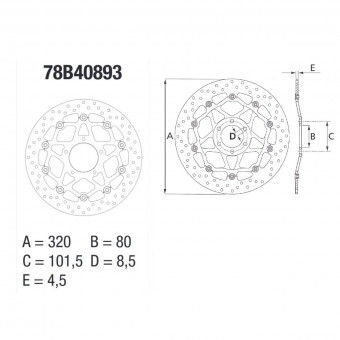 Disque de frein Brembo Brembo Serie Oro Rond Flottant 78B40893 Disque de frein Brembo Brembo Serie Oro Rond Flottant 78B40893